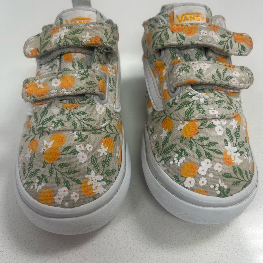 SOLD Vans Kids Orange Blossom Sneakers - Orange and Green